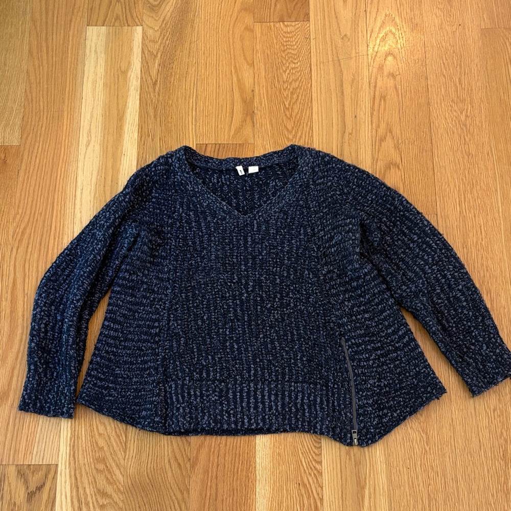 Anthropologie Moth Deep Blue V-Neck Sweater